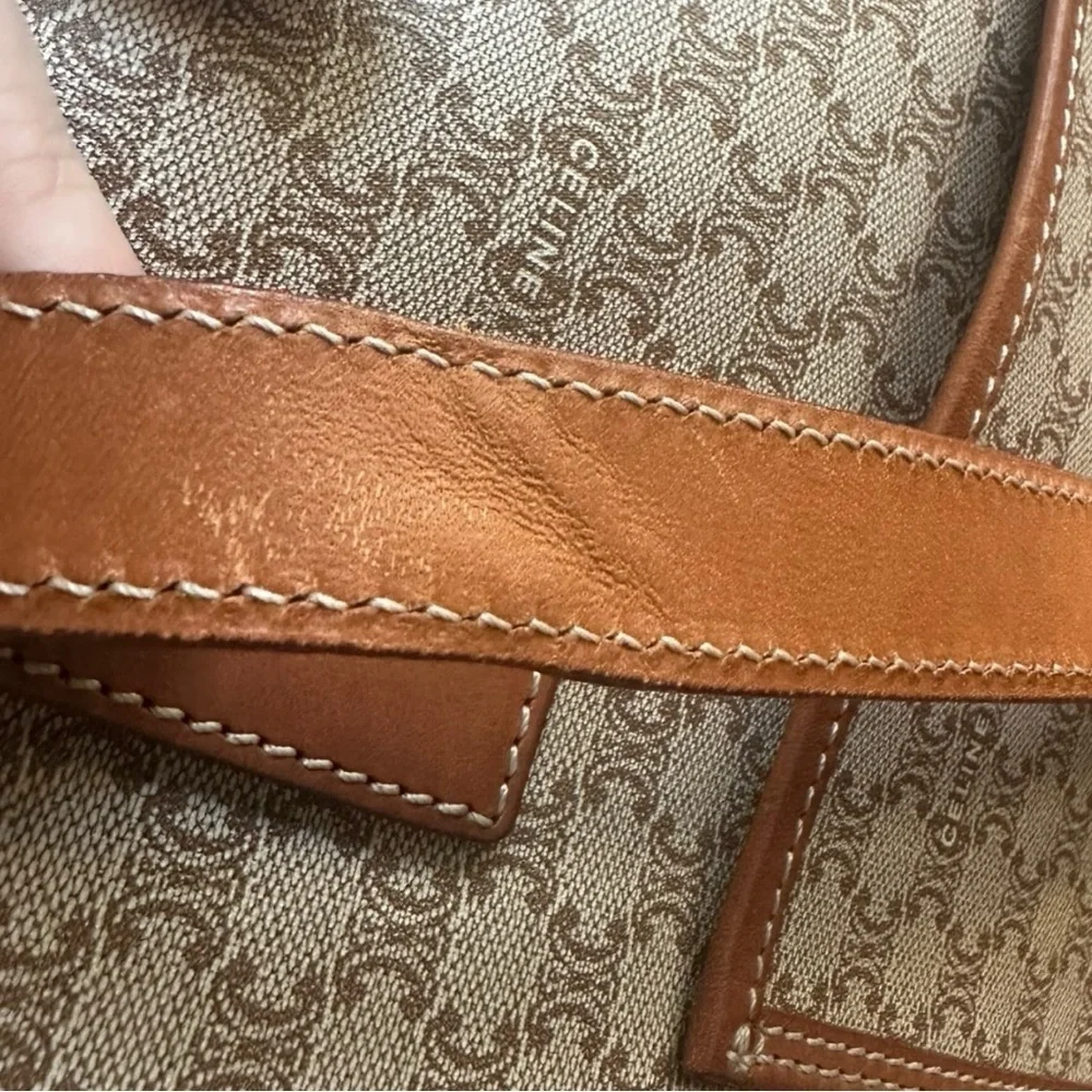 Celine Macadam Coated Canvas Tote Brown Triomphe Logo Large Shoulder Bag CLEAN - Picture 5 of 14